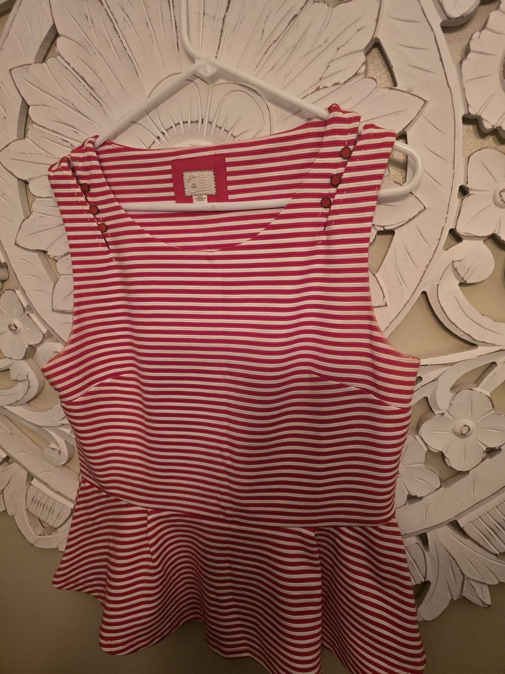 Anthropologie Postmark Antonia striped peplum sleeveless top